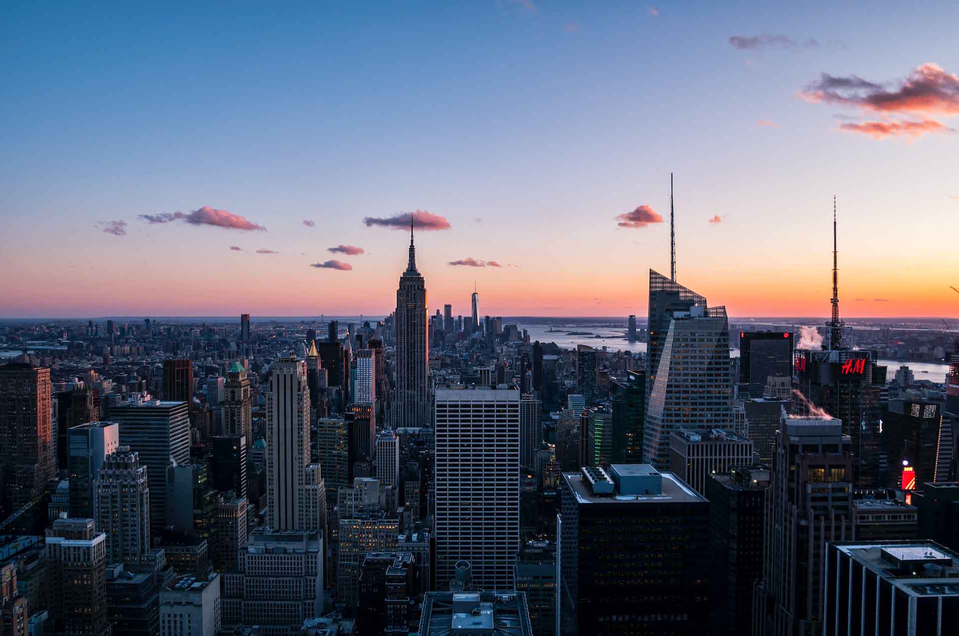 City skyline in summer
